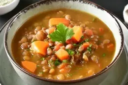 Soupe de lentilles et légumes