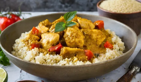 Bowl de poulet au curry et quinoa, exemple de recette publiée sur SportCooks