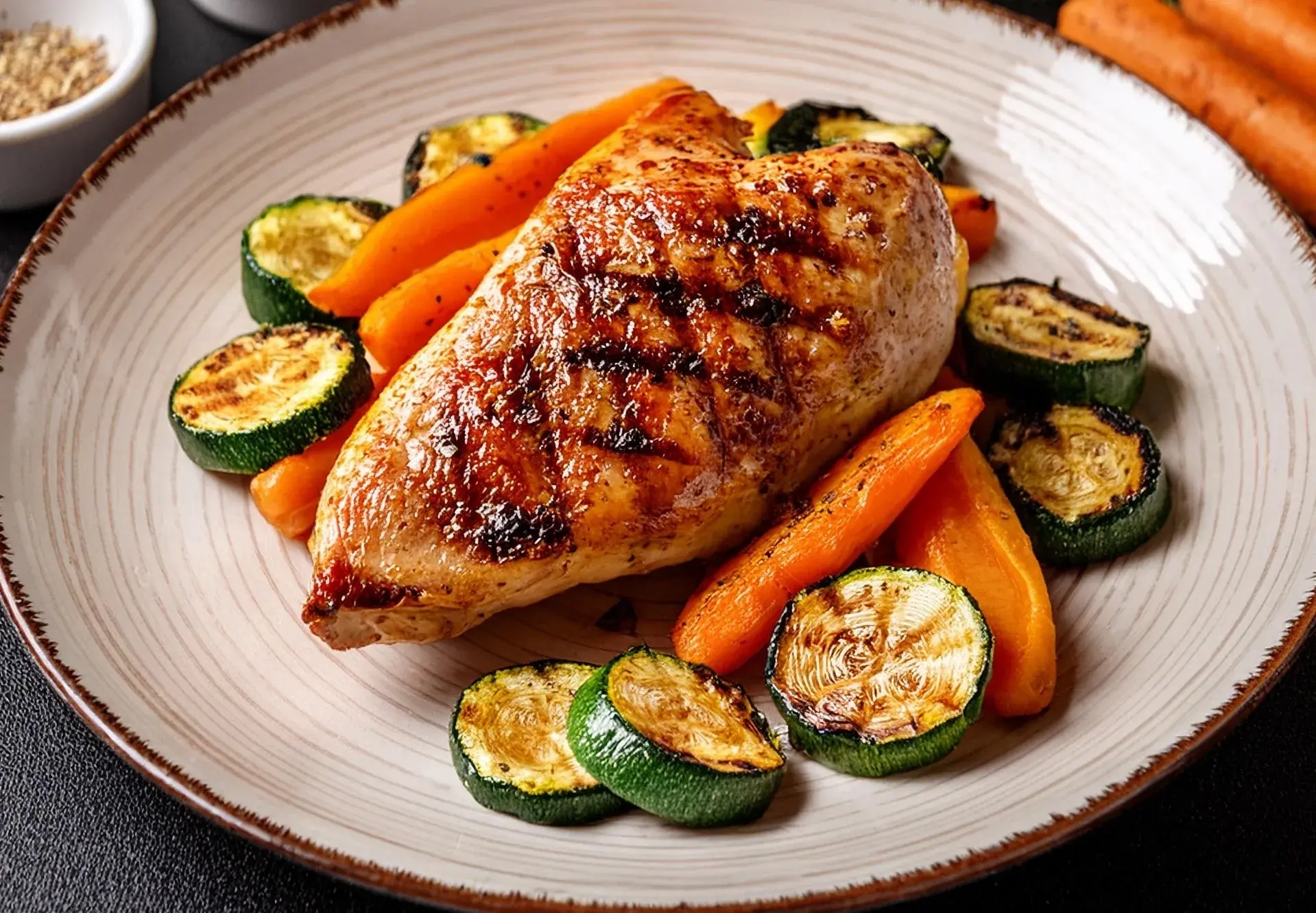 Photo de Poulet grillé aux épices et légumes rôtis